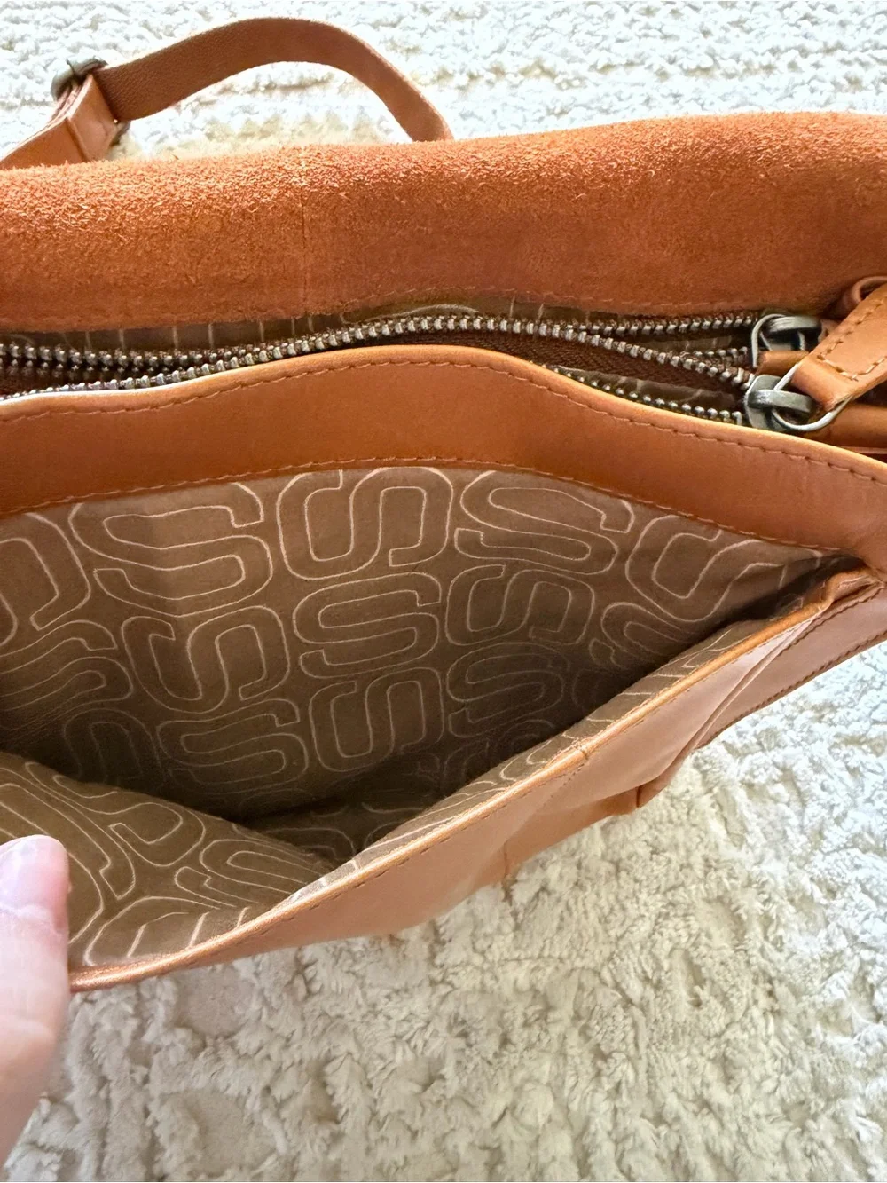 Spikes & Sparrow brown leather messenger bag